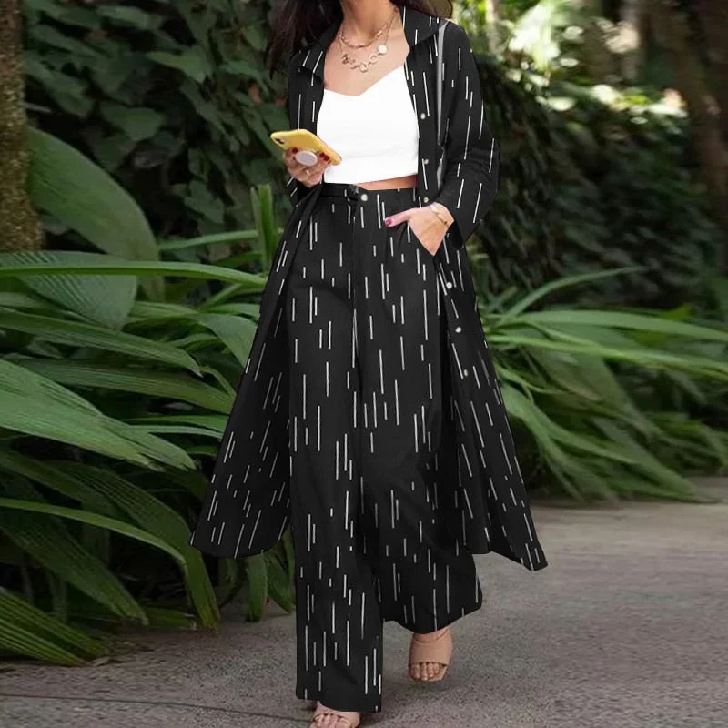 ZANZEA Fashion Long Sleeve Shirt 2PCS Women Suits Autumn Matching Sets Solid Loose Pant Sets Casual Wide Leg Trousers Oversized