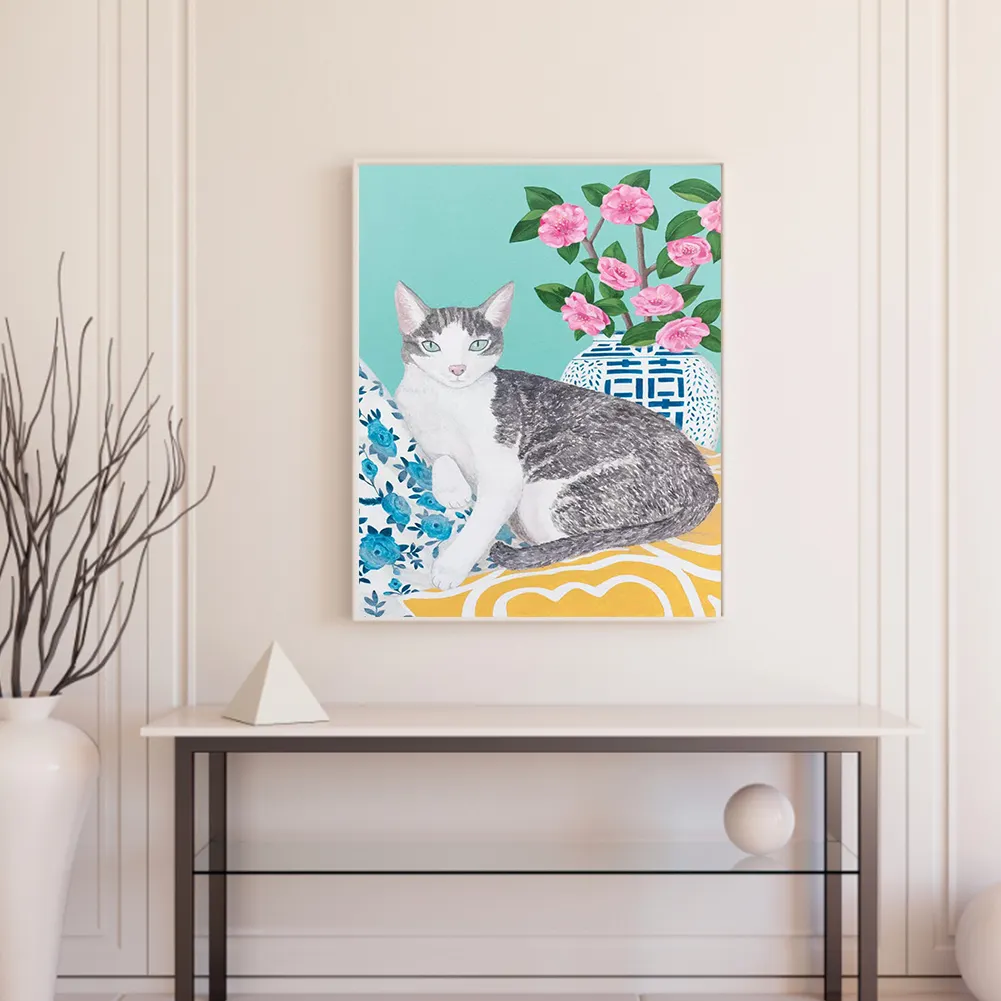 DIY Paint By Number 40*50cm - Cat With Bouquet