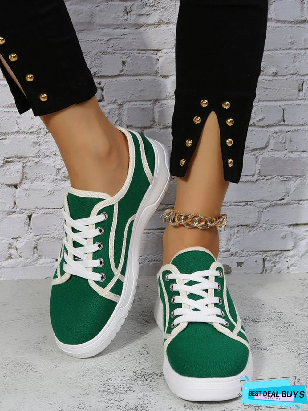 Plus Size Split Joint Canvas Sneakers