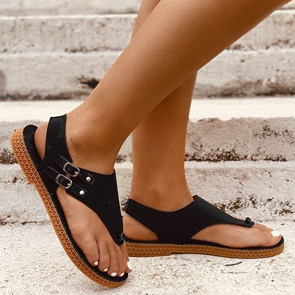 Women's Retro Herringbone Peep Toe Sandals