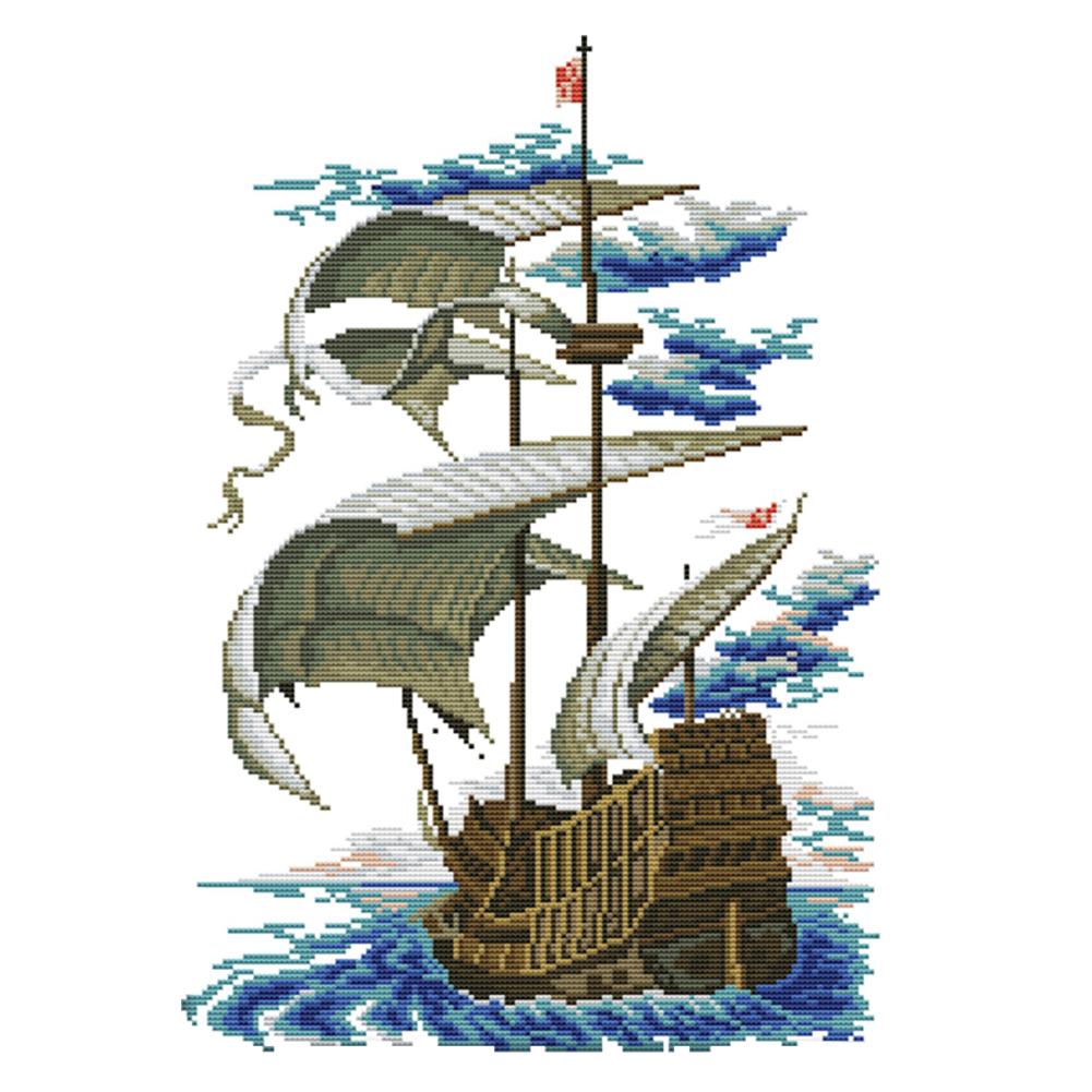 

Set Sail - 14CT Stamped Cross Stitch - 33*44cm, 501 Original