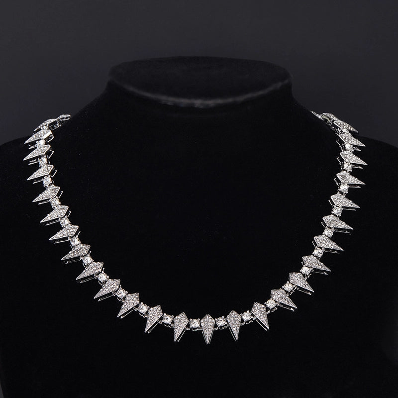 Hip Hop Necklace Jewelry Hiphop Zinc Alloy Rhinestone Cuban Link Chain Necklace Couple Trendy Brand