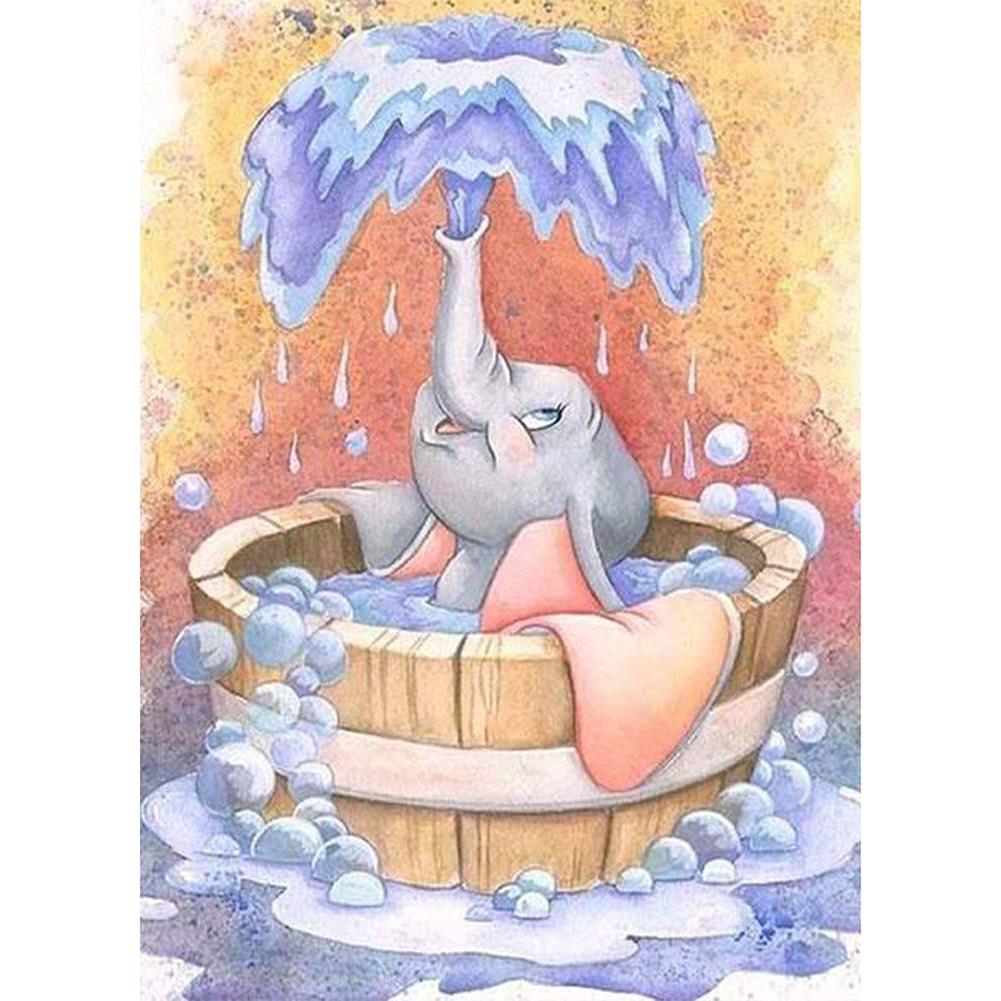 

30x40cm Round Drill Diamond Painting - Cute Elephant, 501 Original