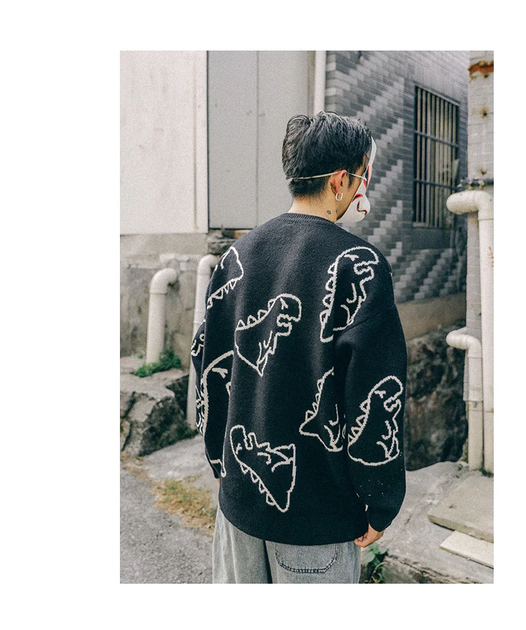 CUTE DINOSAUR KNIT PULLOVER SWEATER