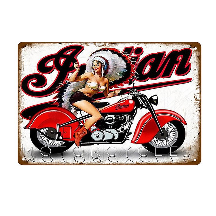 Motos indiennes - Enseigne Vintage Métallique/Enseignes en bois - 20*30cm/30*40cm