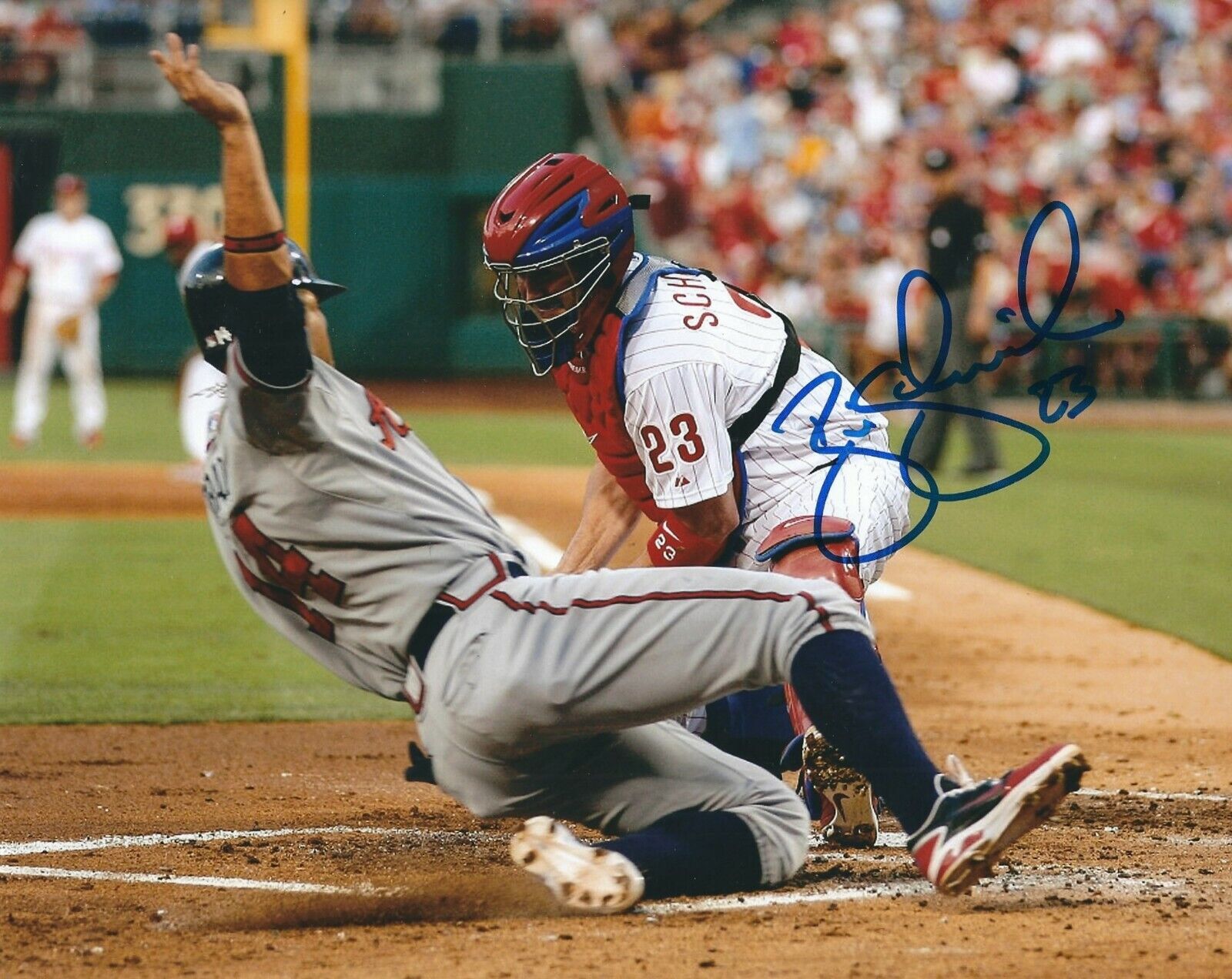 Signed 8x10 BRIAN SCHNEIDER Philadelphia Phillies Autographed Photo Poster painting - COA