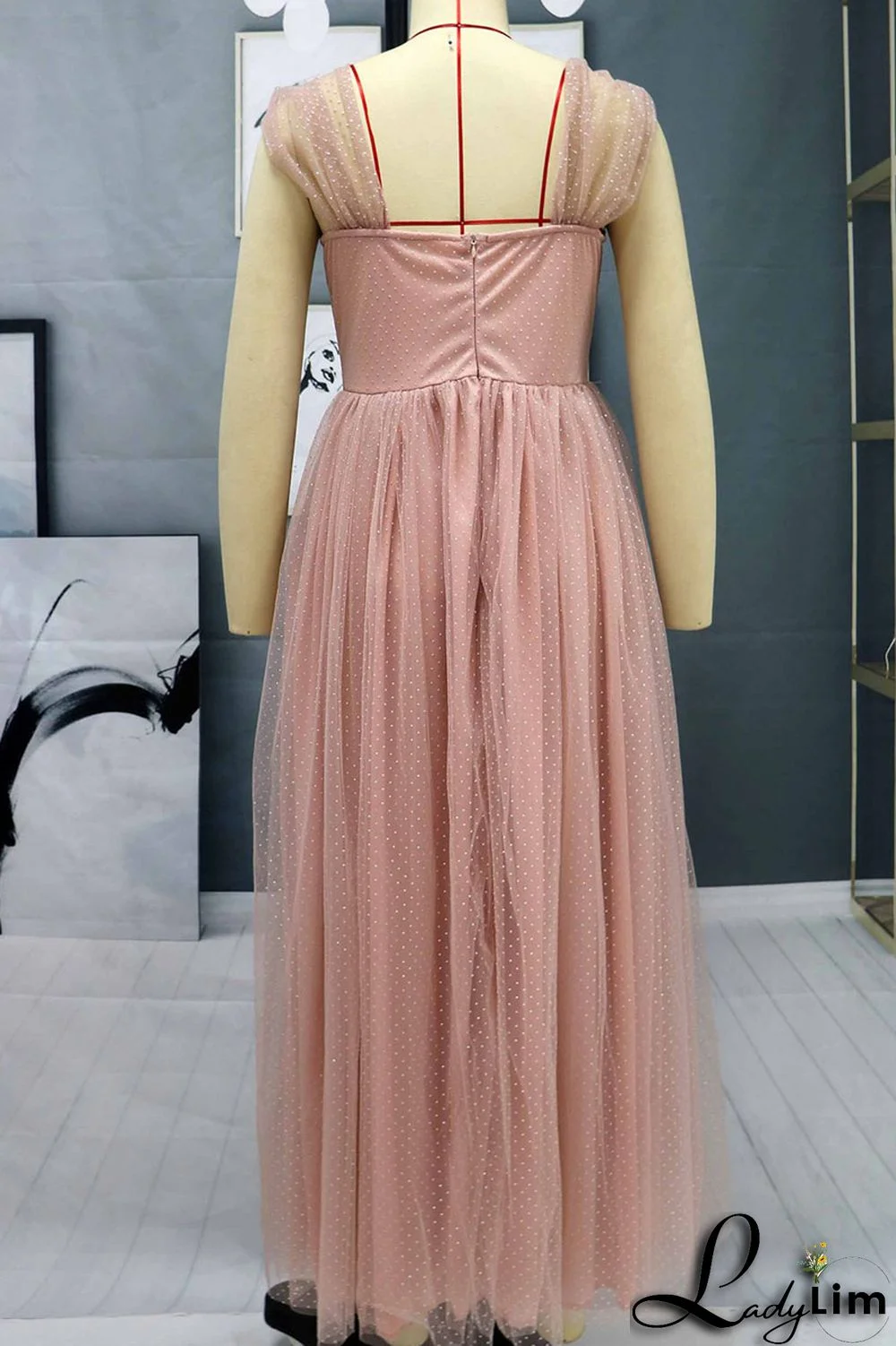 Apricot Sexy Elegant Solid Split Joint Strapless Evening Dress Dresses