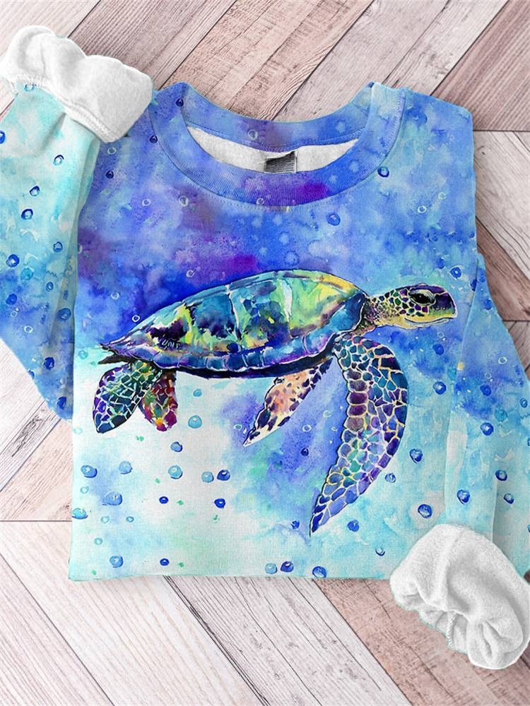 Sea Turtle Printed Casual Sweatshirt  artssus