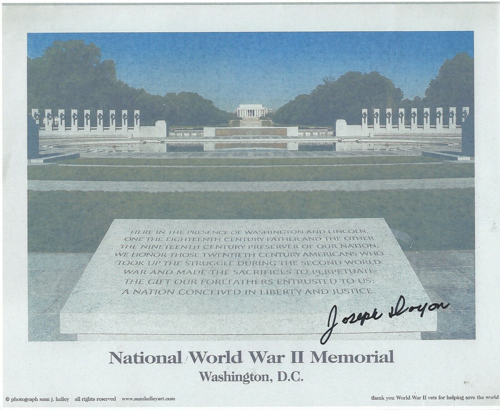 JOSEPH DOYON US NAVY OMAHA BEACH LST D DAY VET RARE SIGNED WW 2 MEMORIAL Photo Poster painting