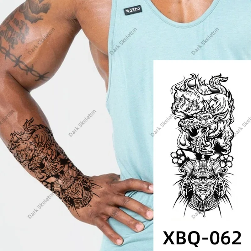 Sdrawing Black Forest Tattoo Sticker For Men Women Children Tiger Wolf Death Temporary Tattoo Fake Henna Skeleton King Animal Tatoo