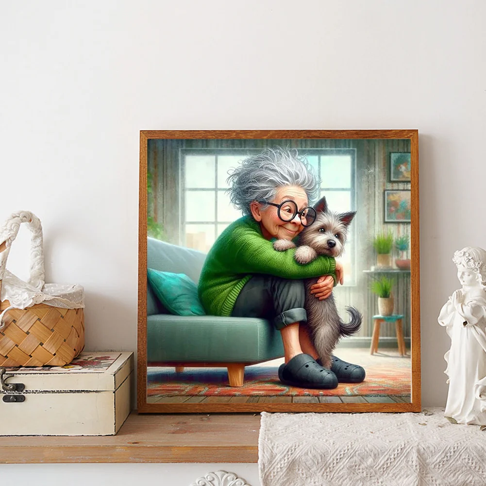 Diamond Painting - Full Round Drill - Grandma Girl(Canvas|30*30cm)