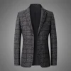 Men's Business Casual Plaid Coat
