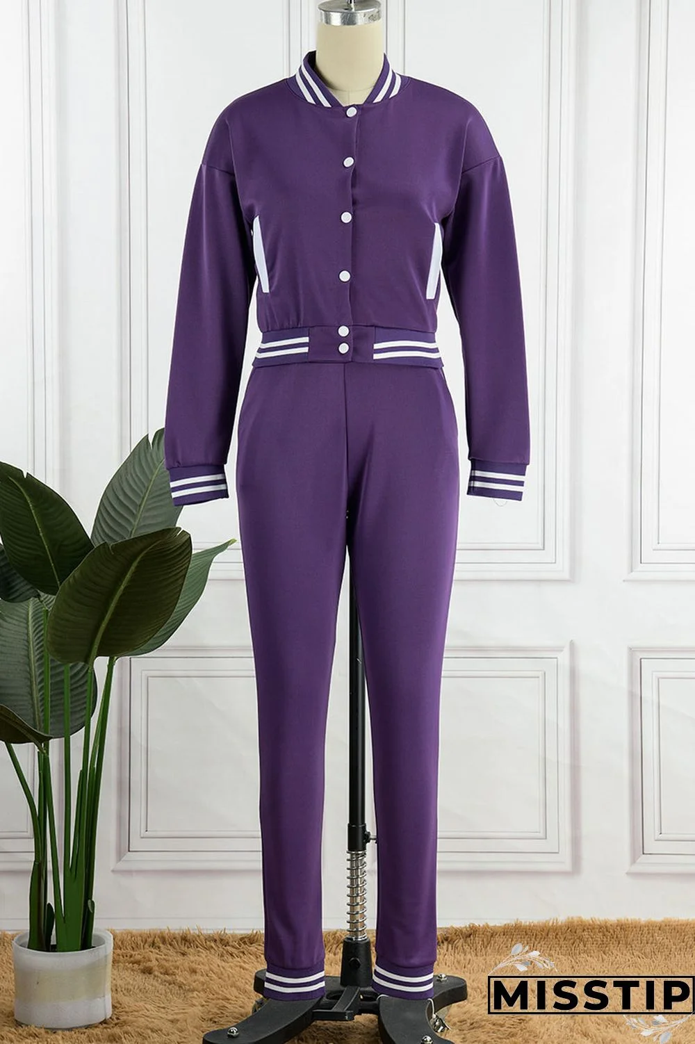 Green Casual Solid Patchwork Buckle Long Sleeve Two Pieces