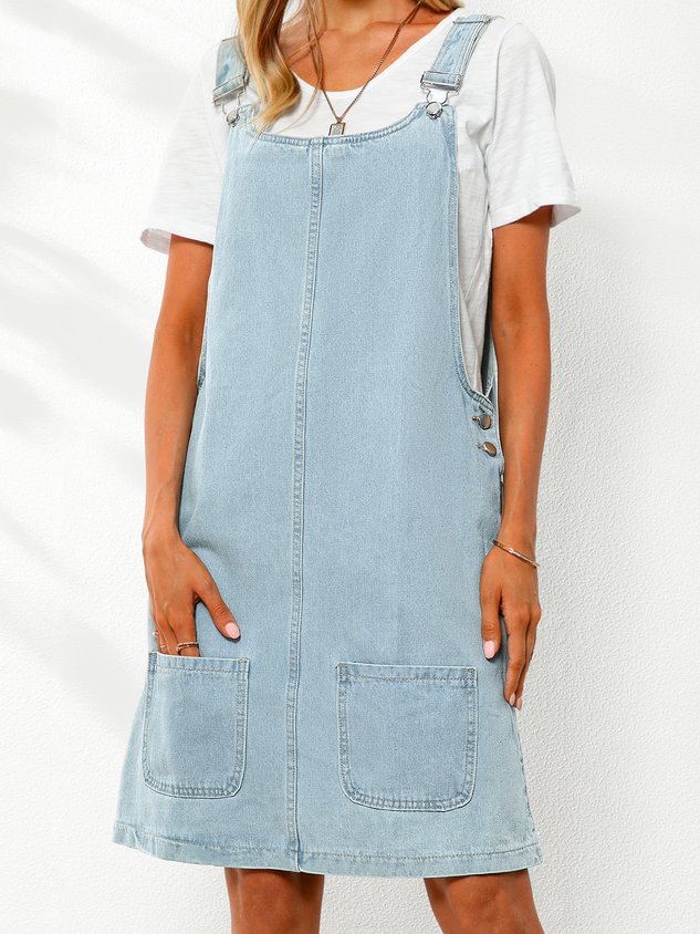 Plus Size Vintage Wash Overall Dress