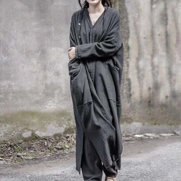 Trench Vintage 2020 Autumn New Pockets Long Sleeve 5 Colour Large Size Women Clothes