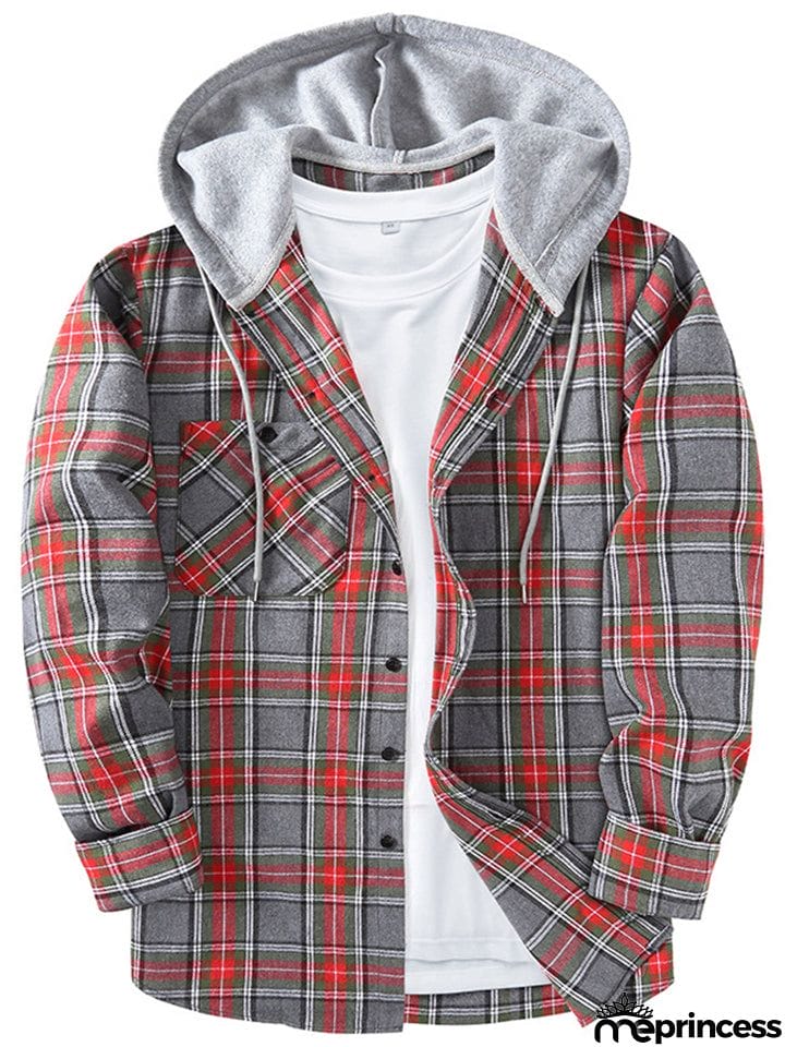 Spring Autumn Men's Trendy Plaid Hoodies