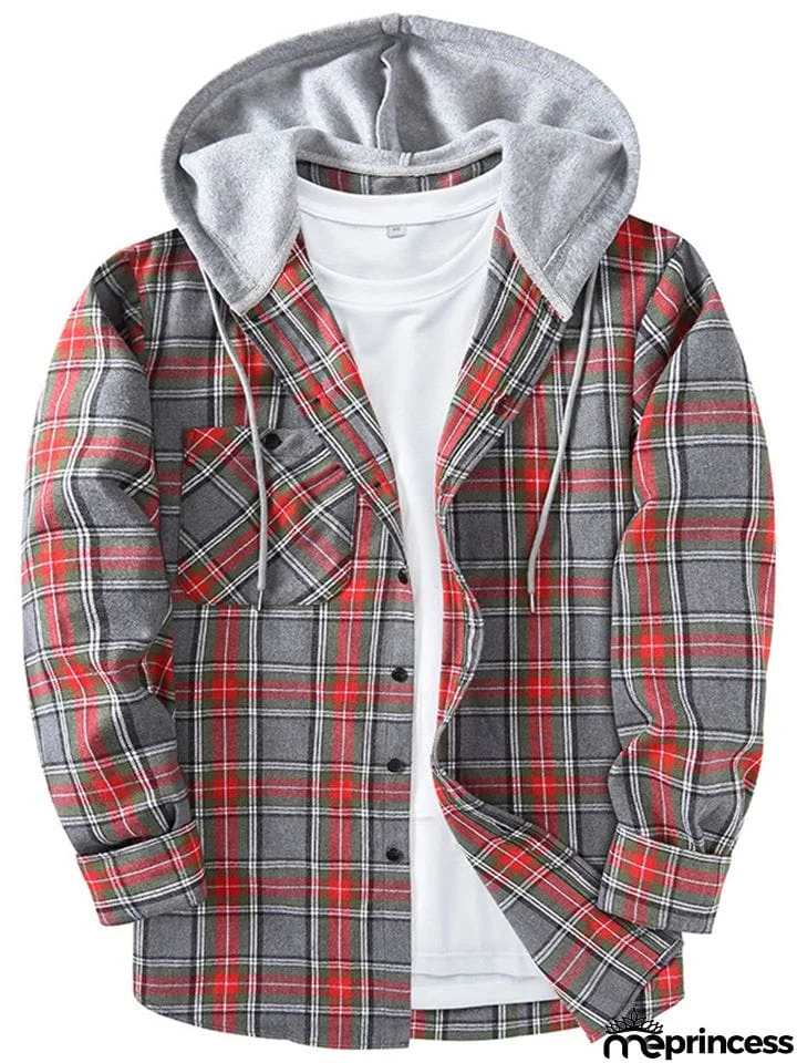 Spring Autumn Men's Trendy Plaid Hoodies