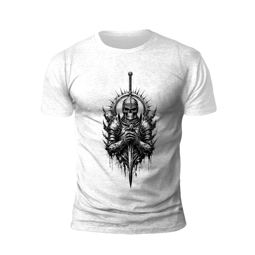 Dark Knight's Embrace: Skull and Sword Graphic t-shirt