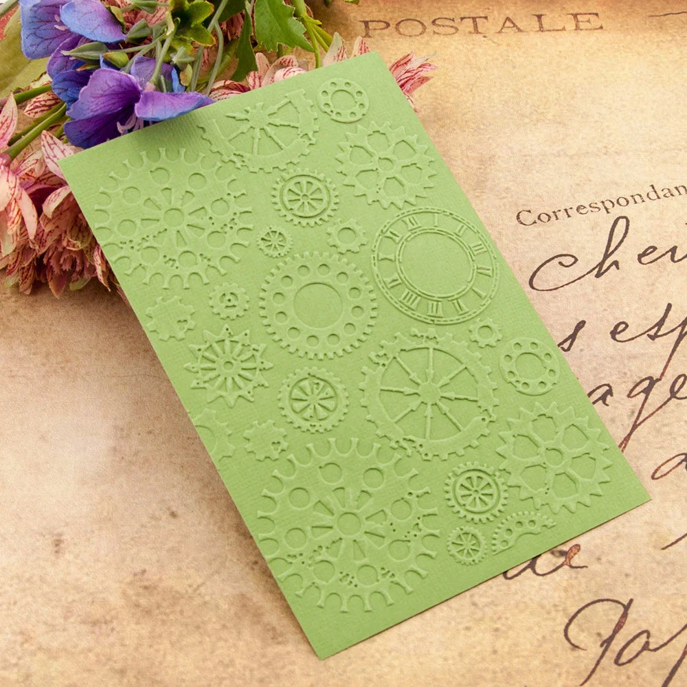 AOKEDIY Gear print DIY Plastic Embossing Folders for DIY Scrapbooking Paper Craft/Card Making Decoration Supplies