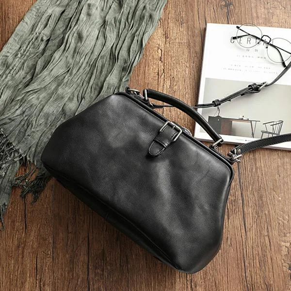 Hand-Rubbed Color Cowhide High-Grade Leather Vintage Handbag