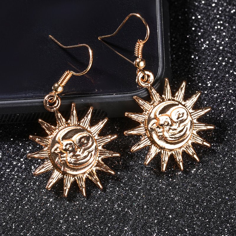 Vintage Sun Moon Earrings-barclient