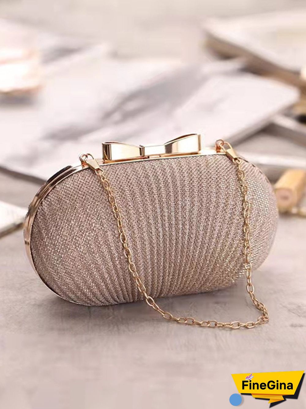 Pleated Butterfly Goose Egg Dinner Bag Oval Clutch Party Party Dress Chain Bag