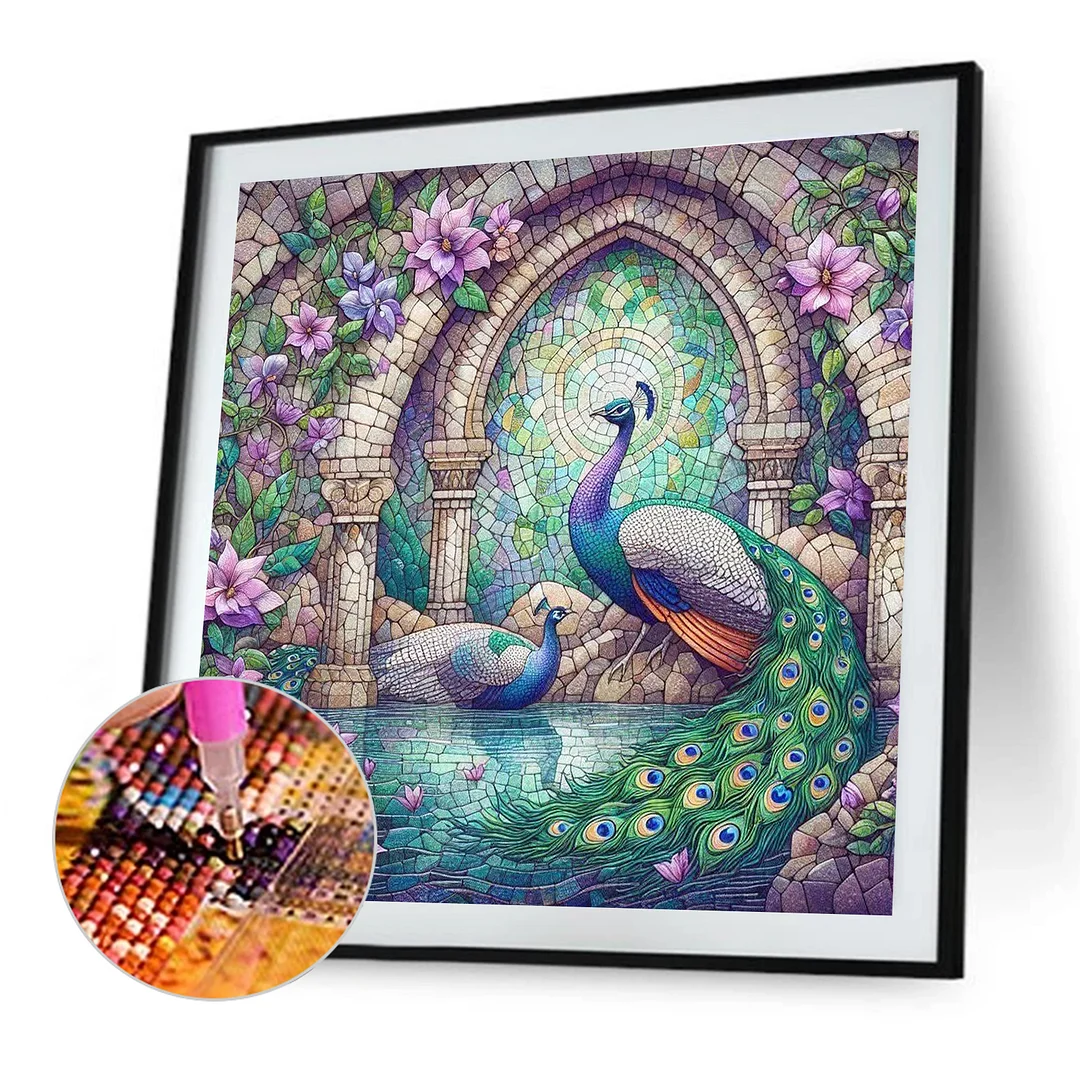 Diamond Painting - Full Round Drill - Peacock(Canvas|Canvas|30*30cm)