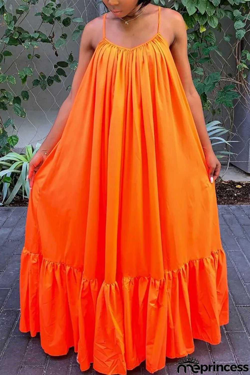 Light Purple Sexy Casual Solid Backless Spaghetti Strap Loose Sling Dress