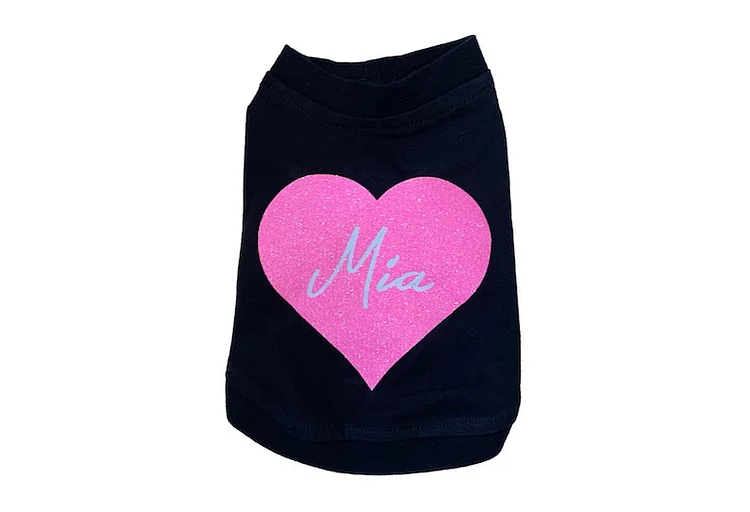 Personalized Dog Name Sparkly Heart Tshirt, Personalized Dog Clothes Dog Shirt