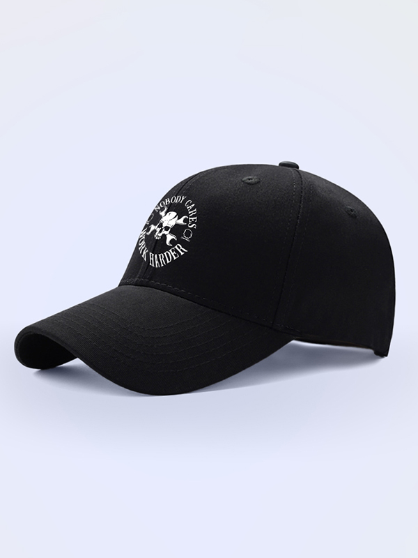 NOBODY CARES, WORK HARDER SKULLS WITH HANDLES Basic Trucker Baseball Caps