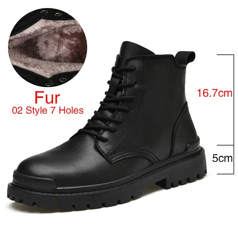 DEKABR Genuine Leather Men's Ankle Boots High Top Shoes For Men Winter Fashion Male Motorcycle Footwear Snow Boots Size 38~48