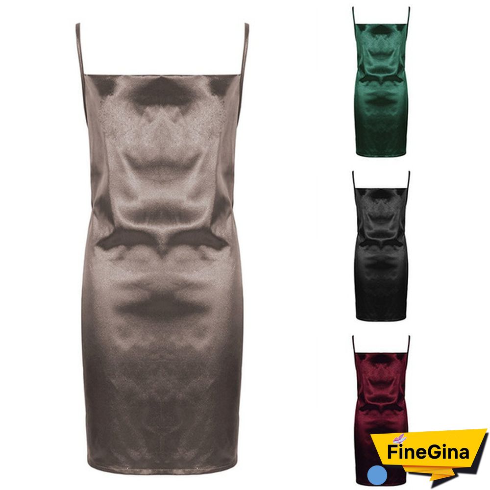 Women Fashion Summer Skirt Halter Solid Color Sleeveless Slim Elegant Dress