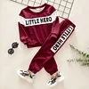 Kid Baby Boy Letter Print Color Block Elasticized 2 Pcs Sets
