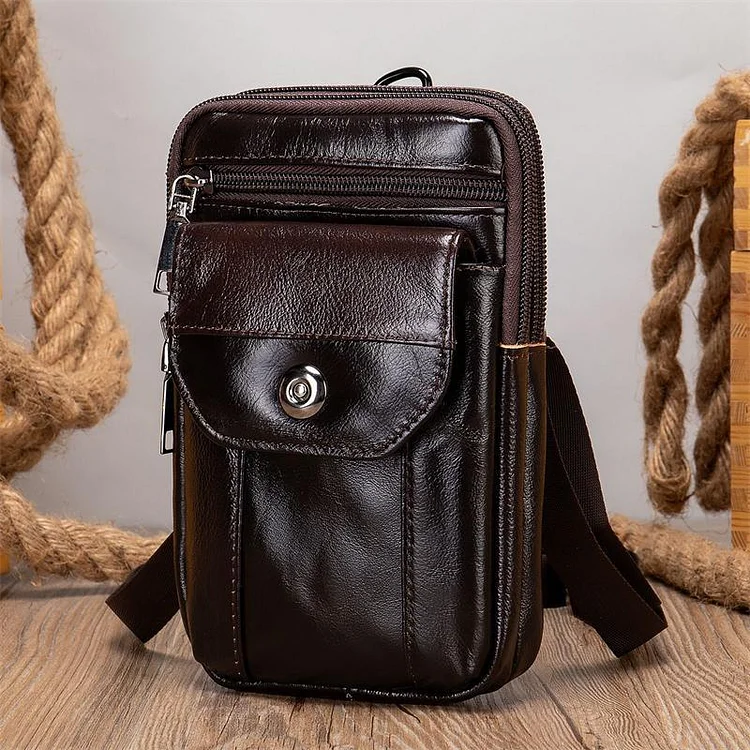 Men's Retro Crossbody Bag Leather Casual Mini Belt Bag