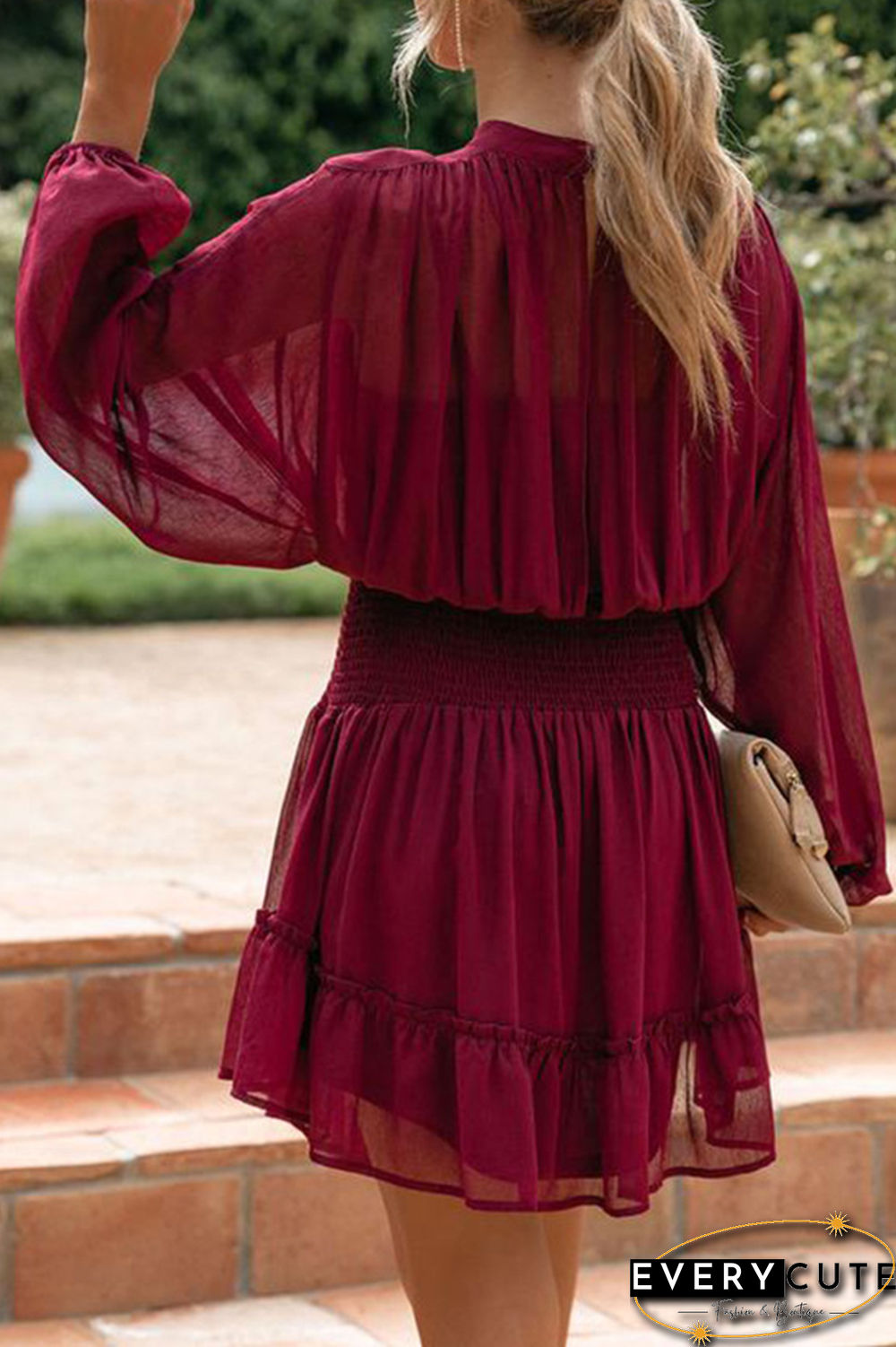 Fashion Casual Solid Flounce Fold Half A Turtleneck Waist Skirt Dresses