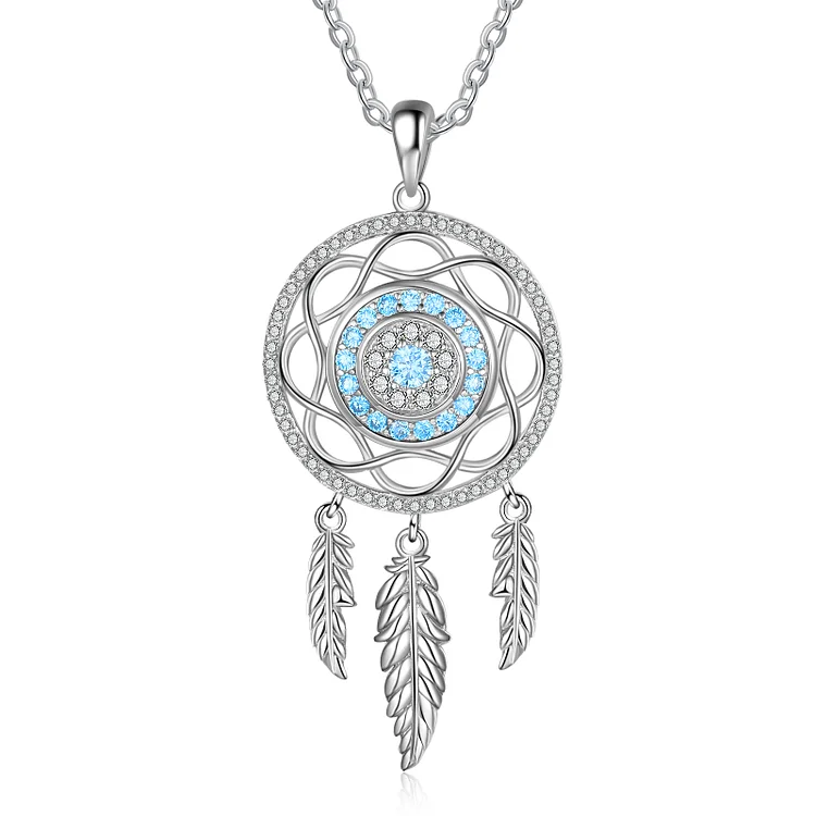 Dream Catcher Necklace with Blue Crystals Gifts for Her