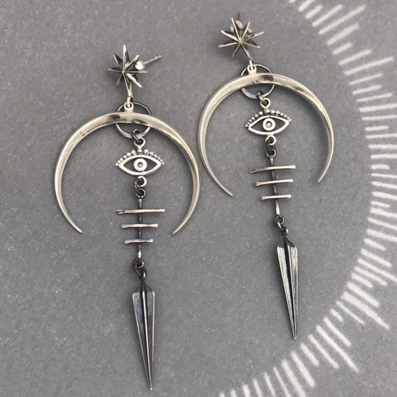 1 Pair Punk Devil’s Eye Plating Metal Drop Earrings