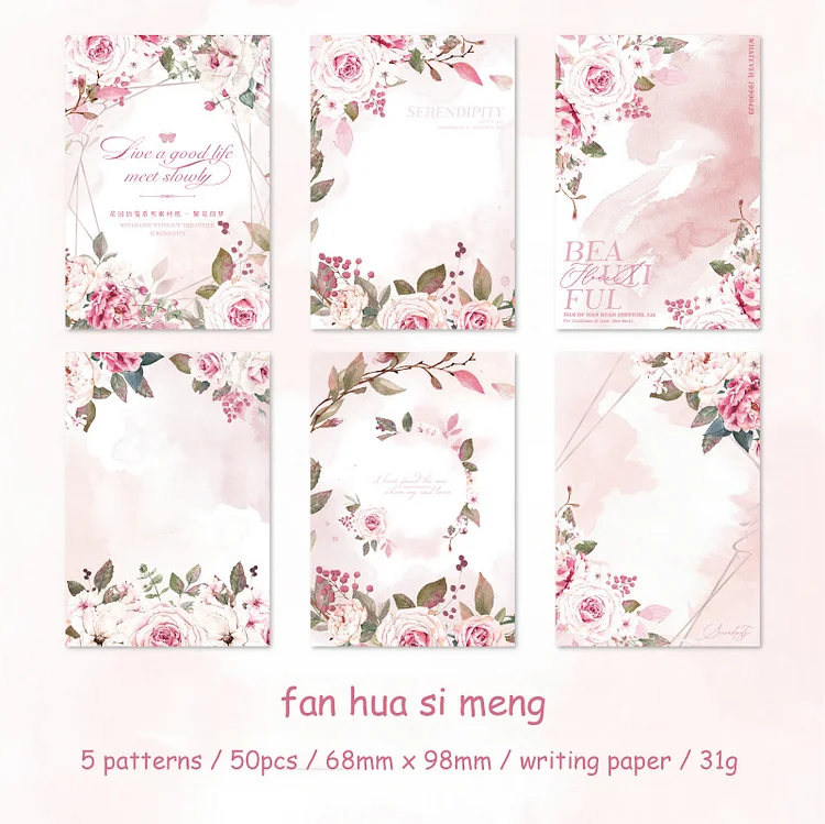 Journalsay 50 Sheets Garden Letterhead Series Vintage Flower Decor Material Paper 