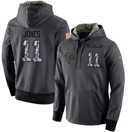 NFL Men's  Atlanta Falcons #11 Julio Jones Stitched Black Anthracite Salute to Service Player Performance Hoodie