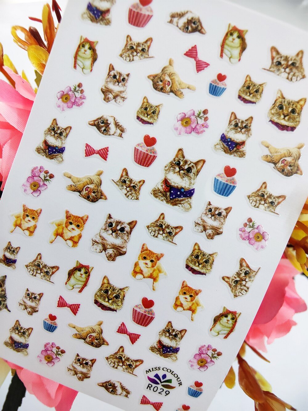 Nail Sticker Art 3D Naughty Cat Pets Cake Bow Self Adhesive Stickers for Nails Decoraciones foil Manicure Sliders Accesorios