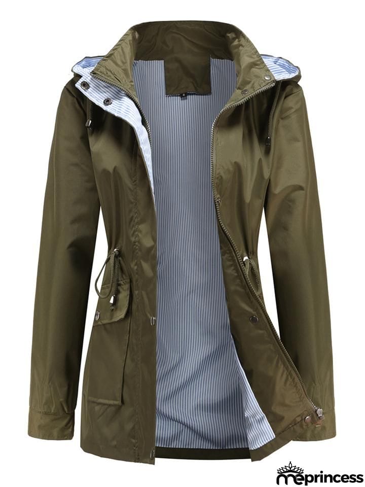 Women's Fashionable Casual Zipper Windbreaker Coat