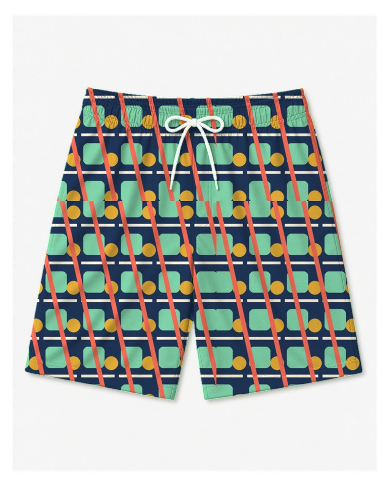 Big & Tall Retro Block Digital Print T-Shirt and Shorts Set