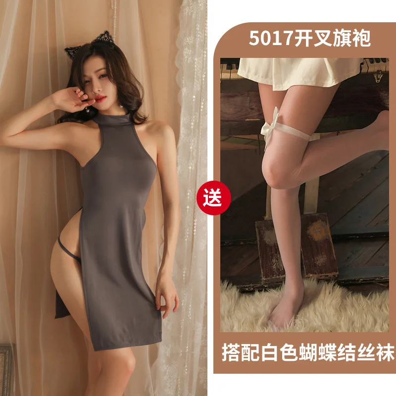 Uveng Night Swear Ti Ti's Tidi Tani Lingerie Pure Lingerie Passion Side High Open Fork Dress Uniform Seduction Ice Cheongsam