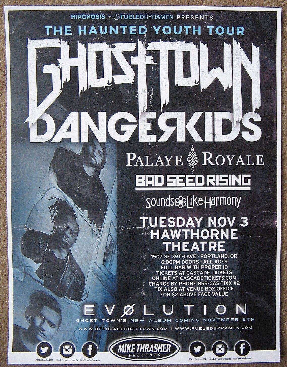 GHOST TOWN 2015 Gig POSTER Evolution Portland Oregon Concert