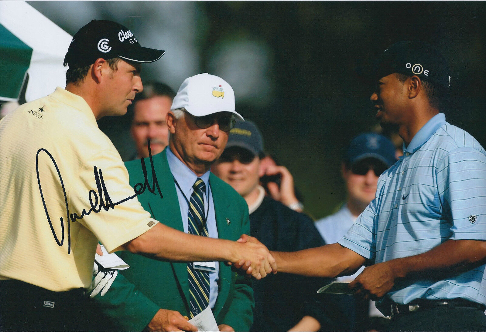 David HOWELL SIGNED Autograph 12x8 Photo Poster painting with Tiger WOODS AFTAL COA In Person