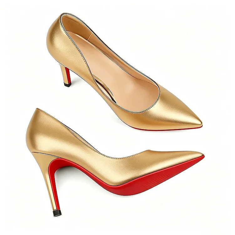90mm Middle Heels Pointy Toe Red Bottom Pumps Matte VOCOSI VOCOSI