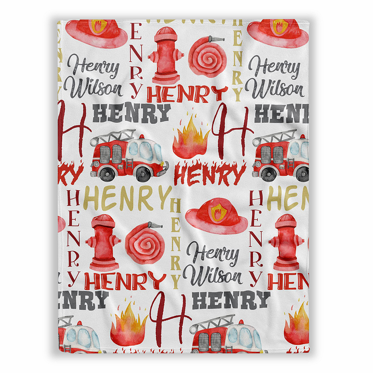 BlanketCute-Personalized Lovely Kid Fire Truck Blanket with Your Kid's Name | 07