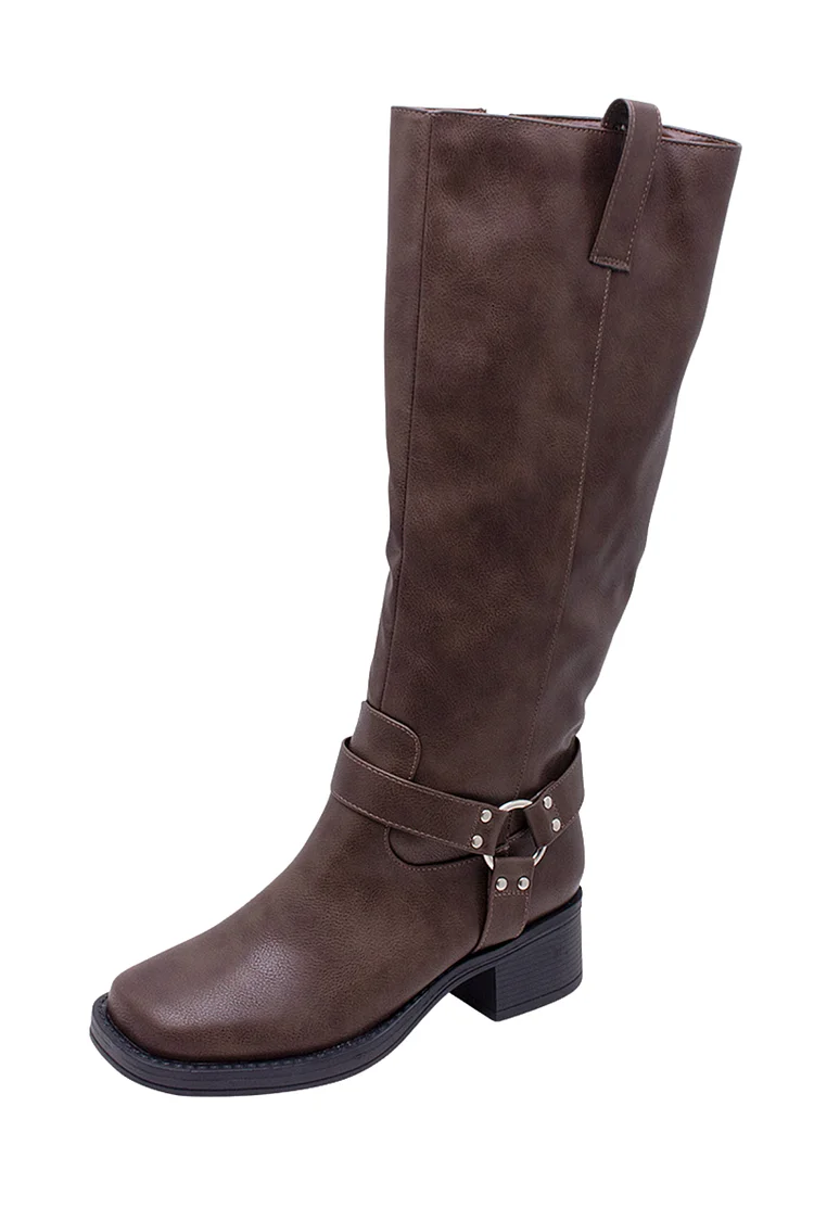 Eliza Biker Boots - Brown