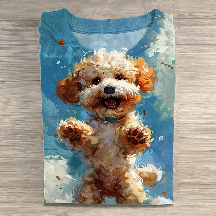 Vintage Funny Cute Animal Dog Art Print T-Shirt