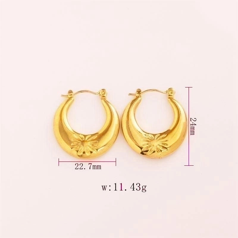 1 Pair Vintage Style U Shape Geometric Heart Shape Plating 304 Stainless Steel None 18K Gold Plated Hoop Earrings